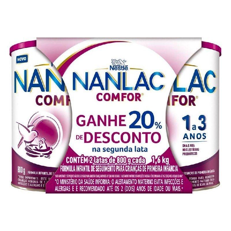 Fórmula Infantil Nanlac Comfor 1 a 3 anos 800g - 2 unidades