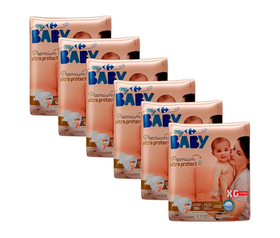 Fralda Carrefour My Baby Soft & Protect XG 132 Unidades