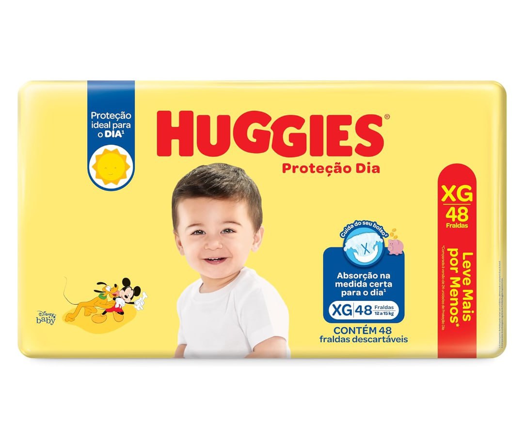 Fralda Huggies Proteção Dia XG 48 unidades