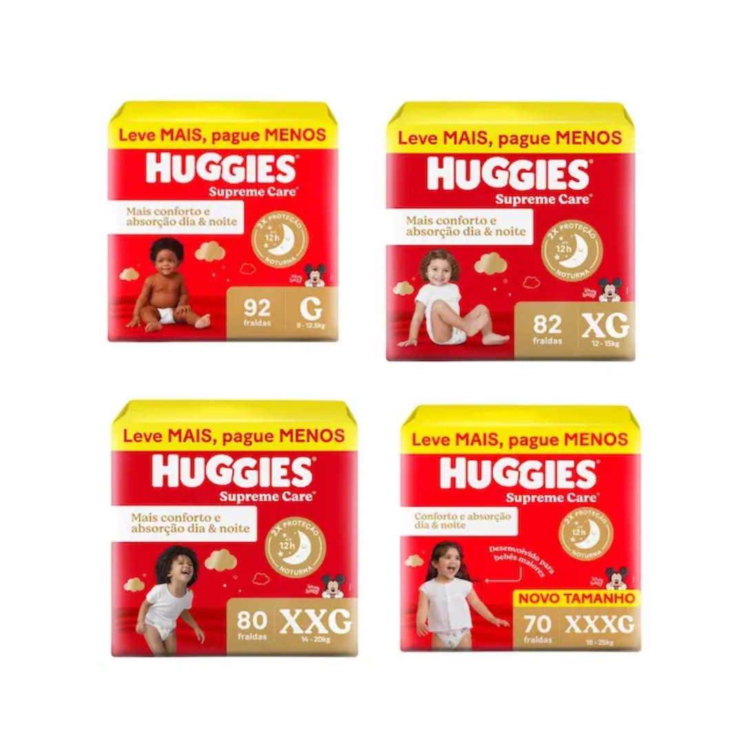 Fralda Huggies Supreme Care G ao XXXG