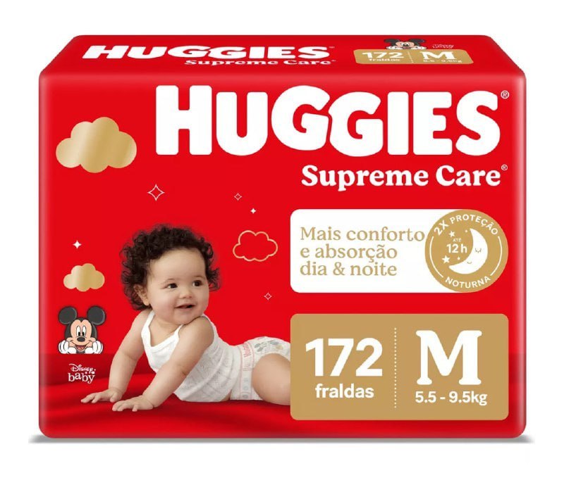 Fralda Huggies Supreme Care M 172 unidades
