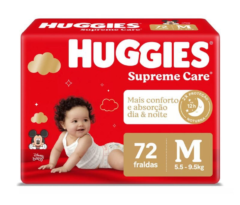 Fralda Huggies Supreme Care M 72 unidades