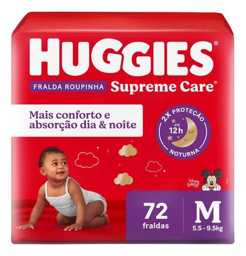 Fralda Huggies Supreme Care Roupinha M com 72 unidades