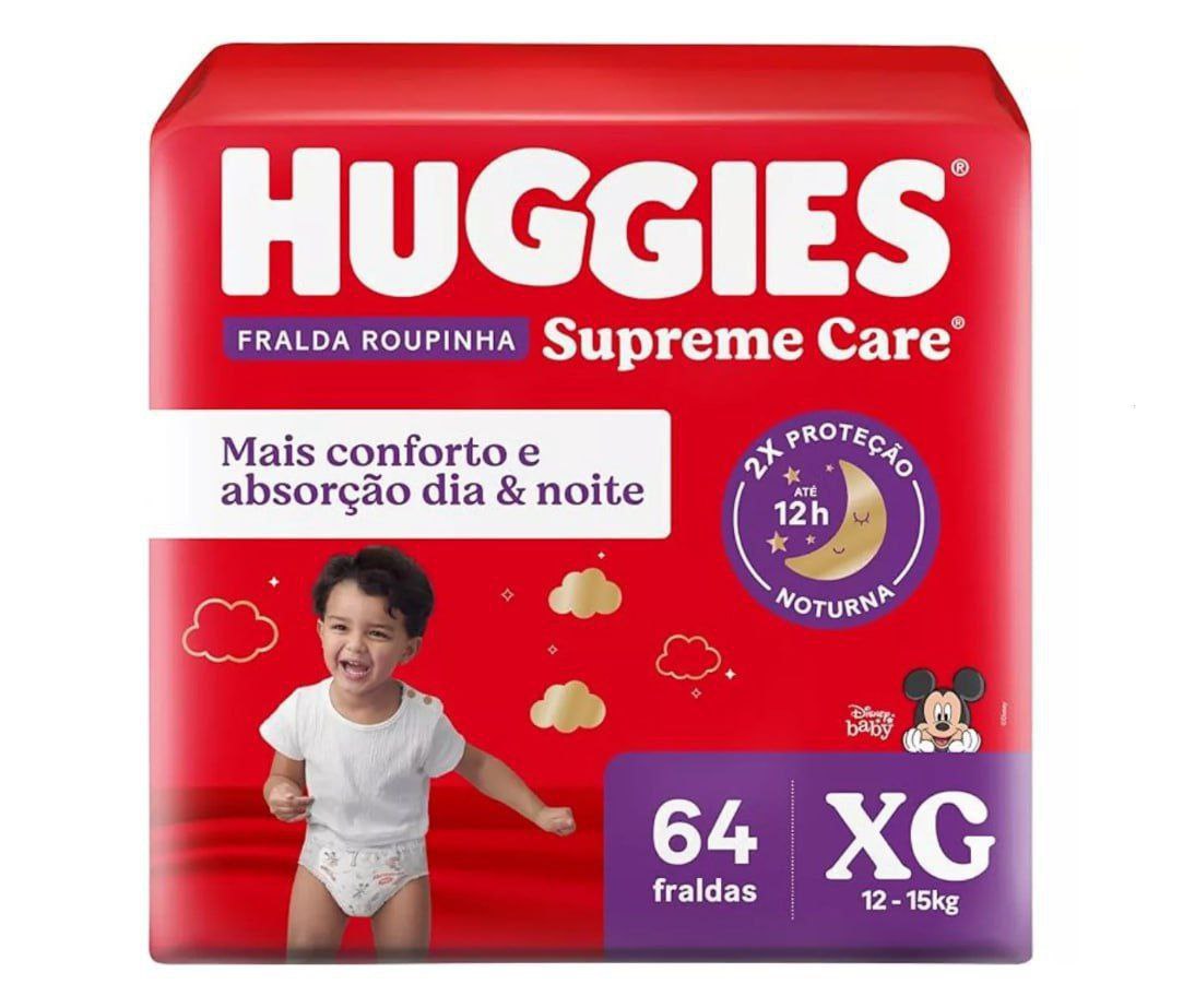 Fralda Huggies Supreme Care Roupinha XG com 64