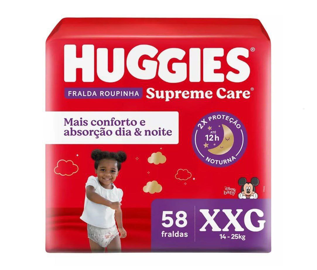 Fralda Huggies Supreme Care Roupinha XXG com 58