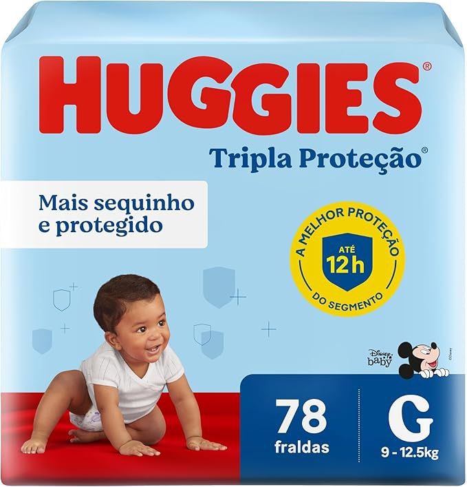 Fralda Huggies Tripla Proteção G com 78 Fraldas