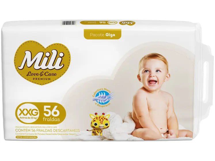 Fralda Mili Premium Love & Care XXG 56 Unidades