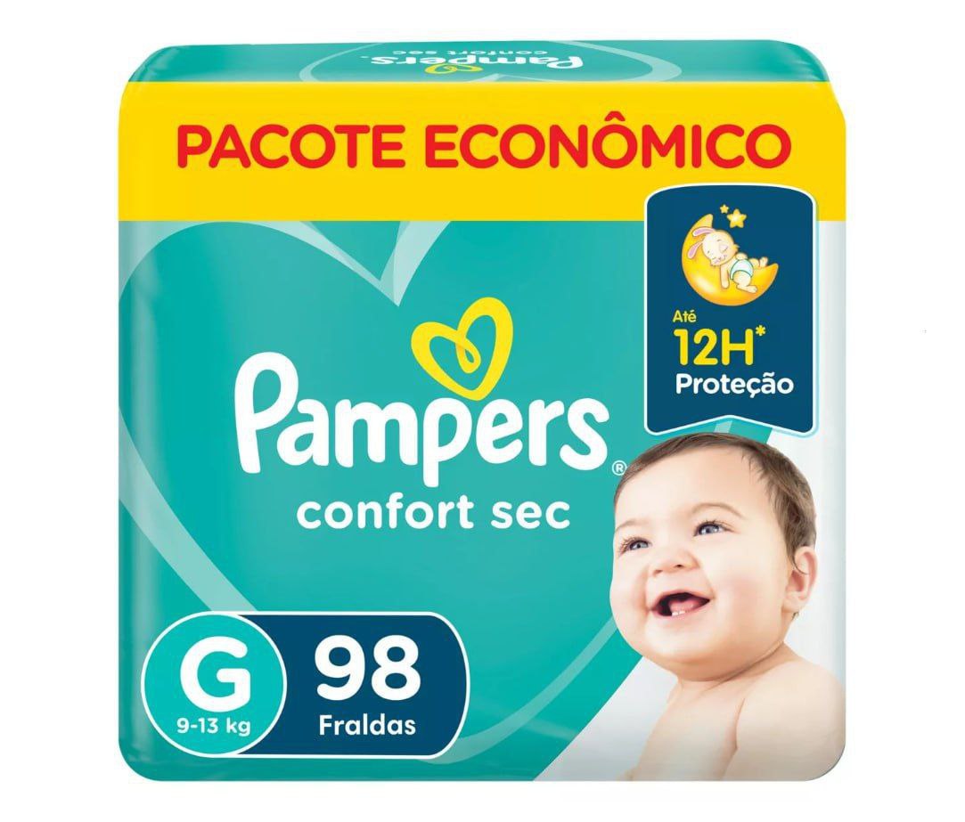 Fralda Pampers Confort Sec G 98 unidades