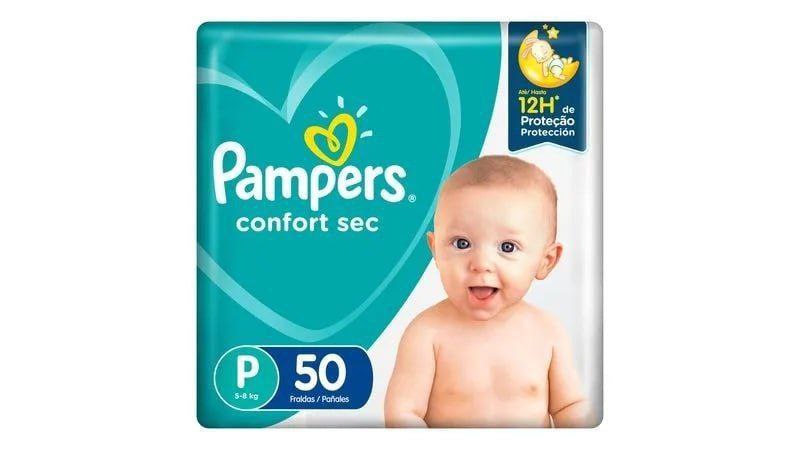 Fralda Pampers Confort Sec P 50 unidades