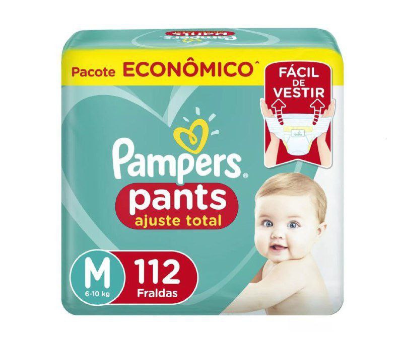 Fralda Pampers Pants Ajuste Total M 112 unidades
