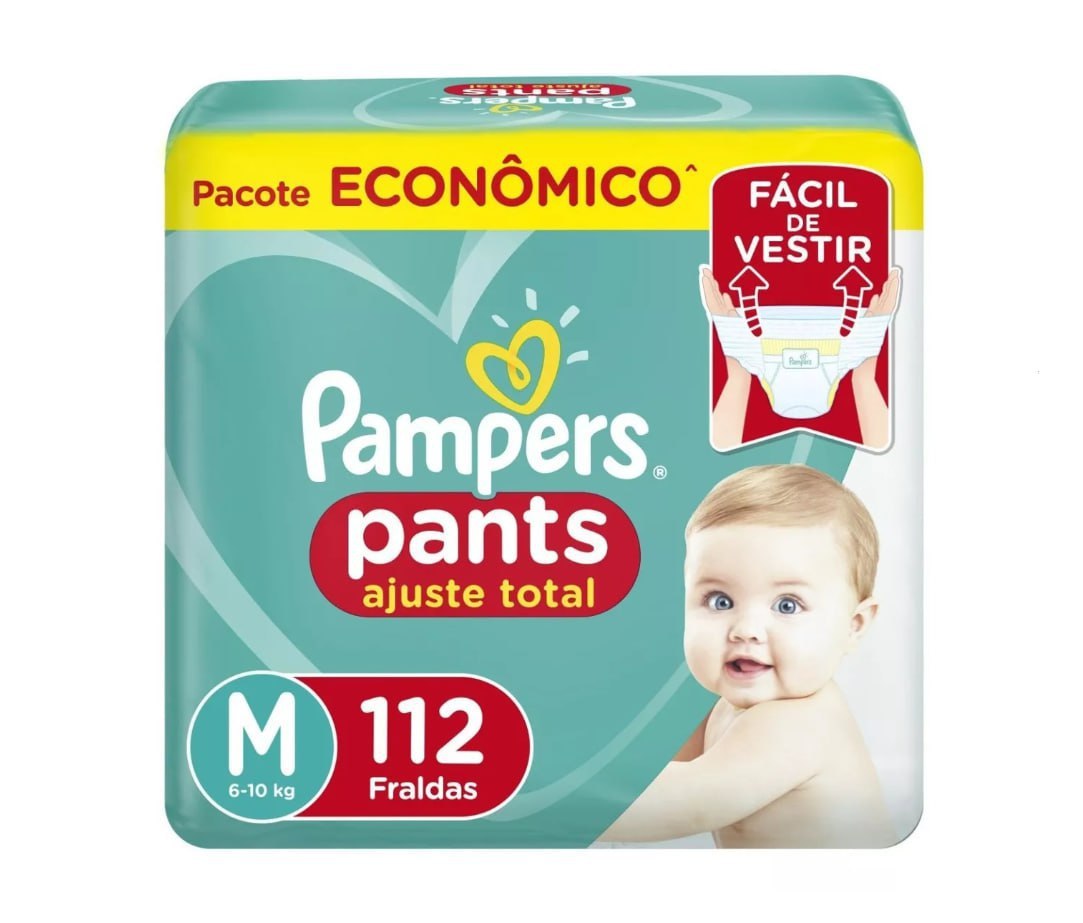 Fralda Pampers Pants Ajuste Total M 112 unidades