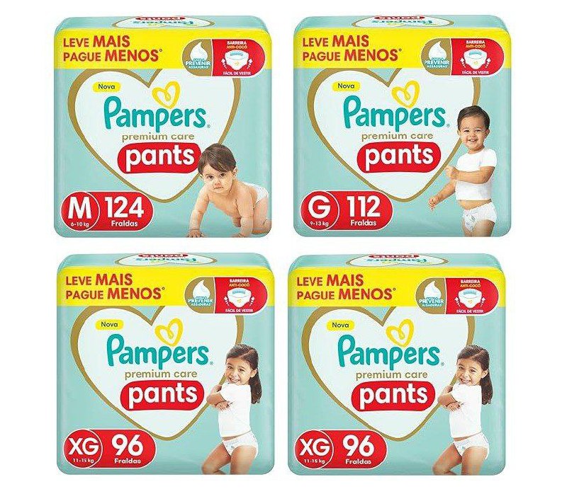 Fralda Pampers Pants Premium Care - Pacote grande.