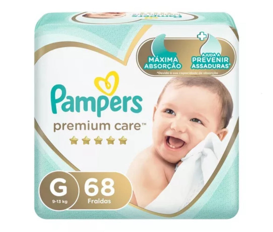 Fralda Pampers Premium Care Fita G 68 unidades