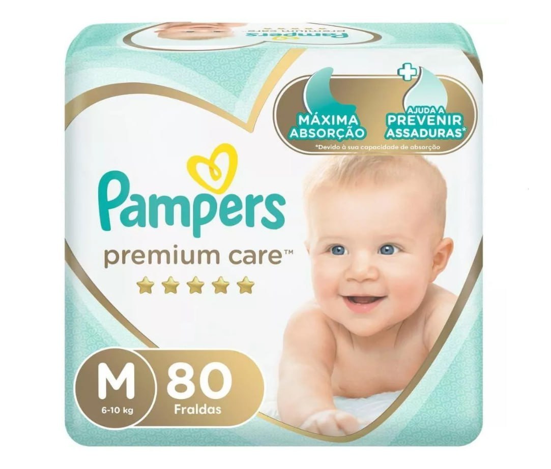Fralda Pampers Premium Care Fita M 80 unidades