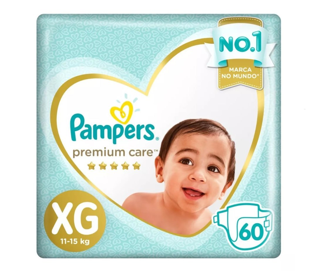 Fralda Pampers Premium Care Fita XG 60 unidades