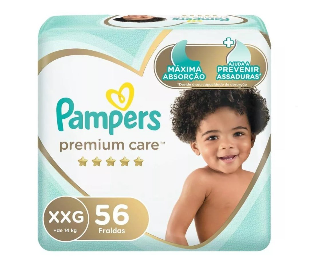 Fralda Pampers Premium Care Fita XXG 56 unidades