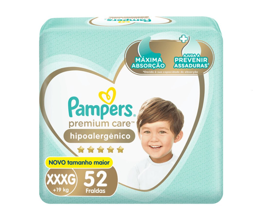 Fralda Pampers Premium Care Fita XXXG 52 unidades