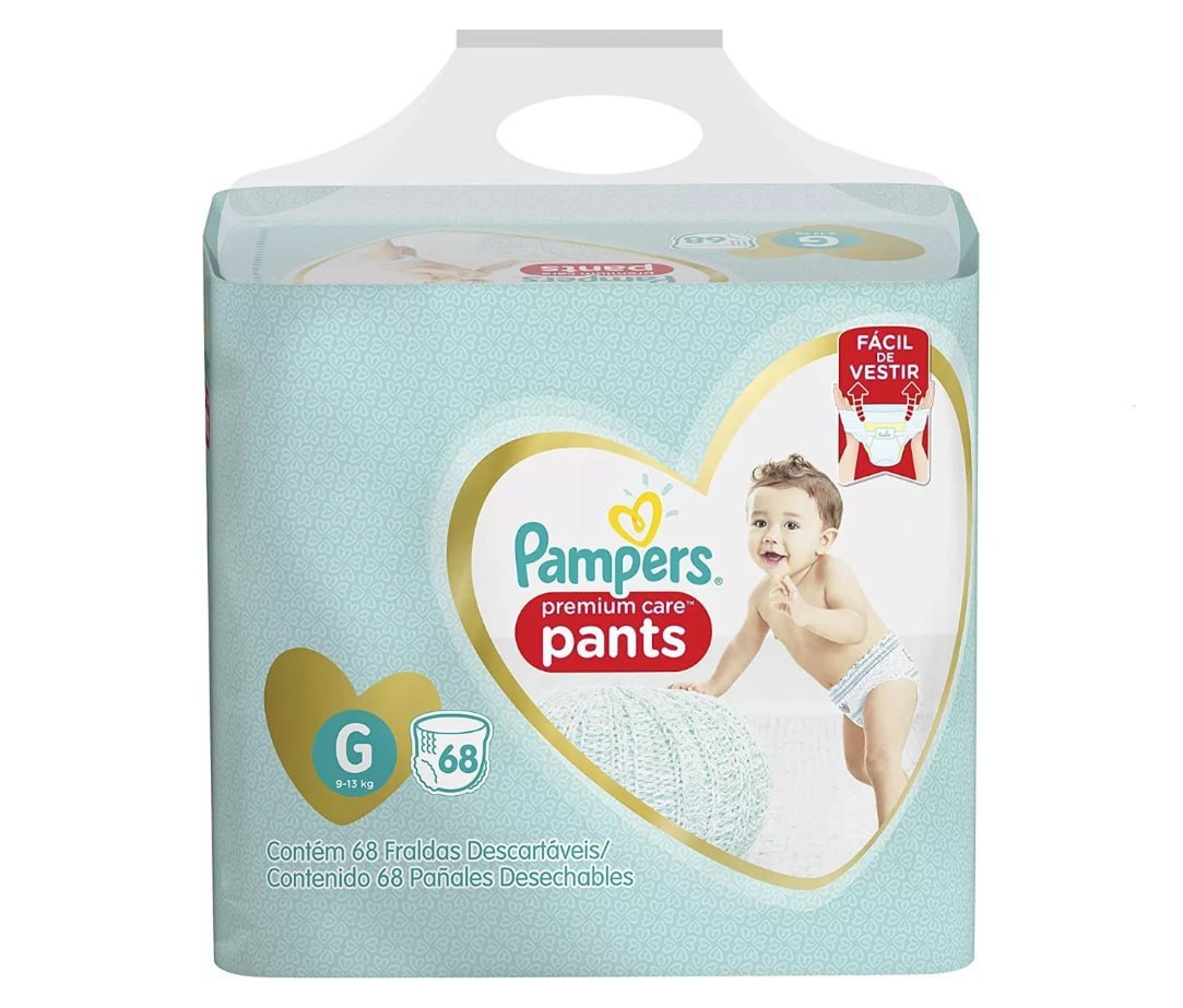 Fralda Pampers Premium Care Pants G 68 unidades