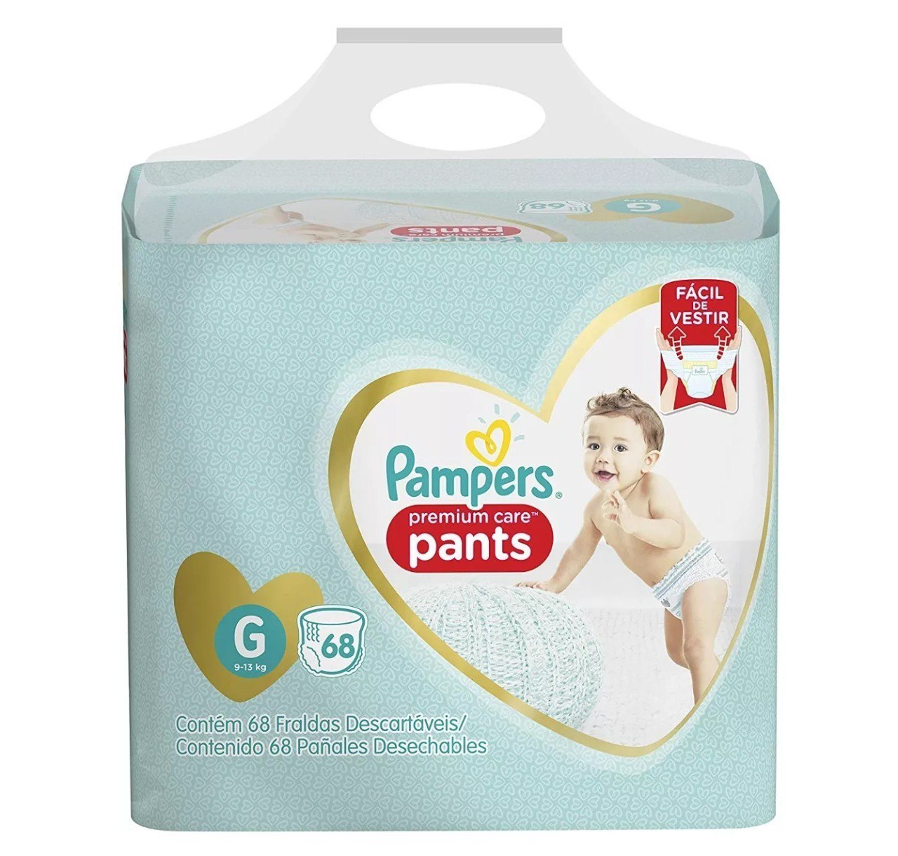 Fralda Pampers Premium Care Pants G com 68 unidades