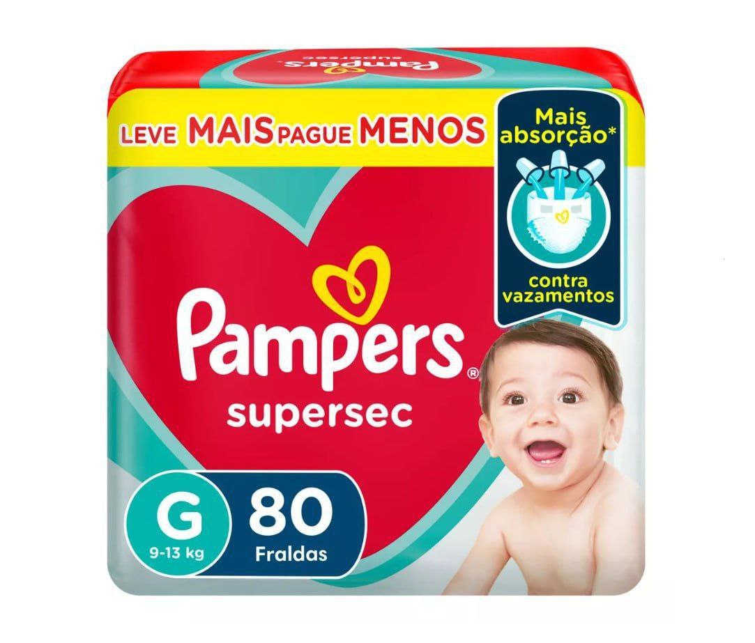 Fralda Pampers Supersec G com 80 unidades