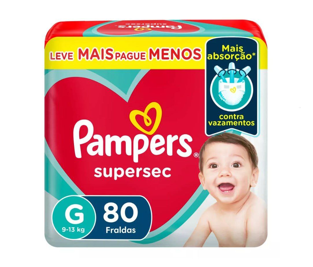 Fralda Pampers Supersec G com 80 unidades