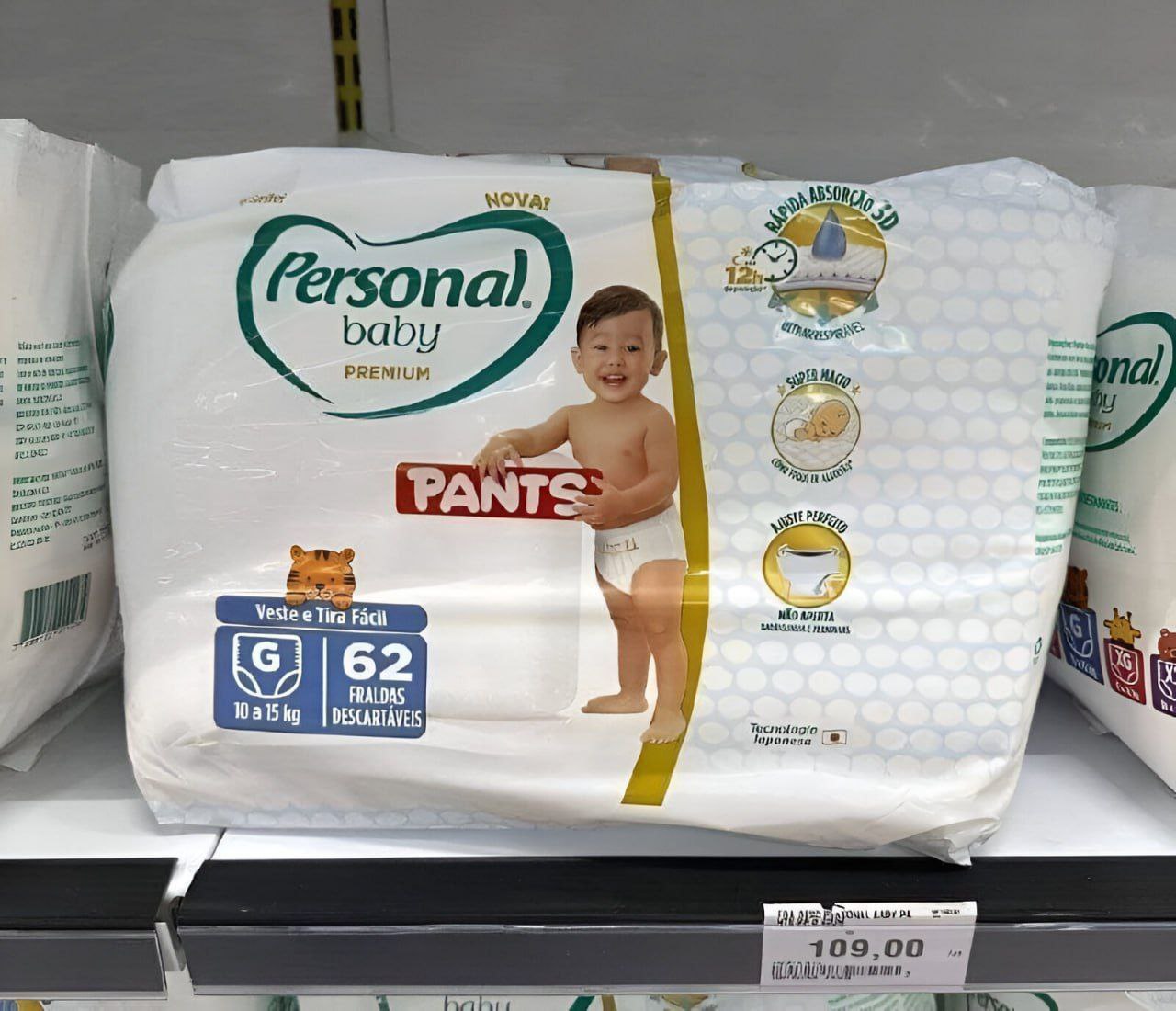 Fralda Personal Baby Premium Pants G 62 unidades (Roupinha)