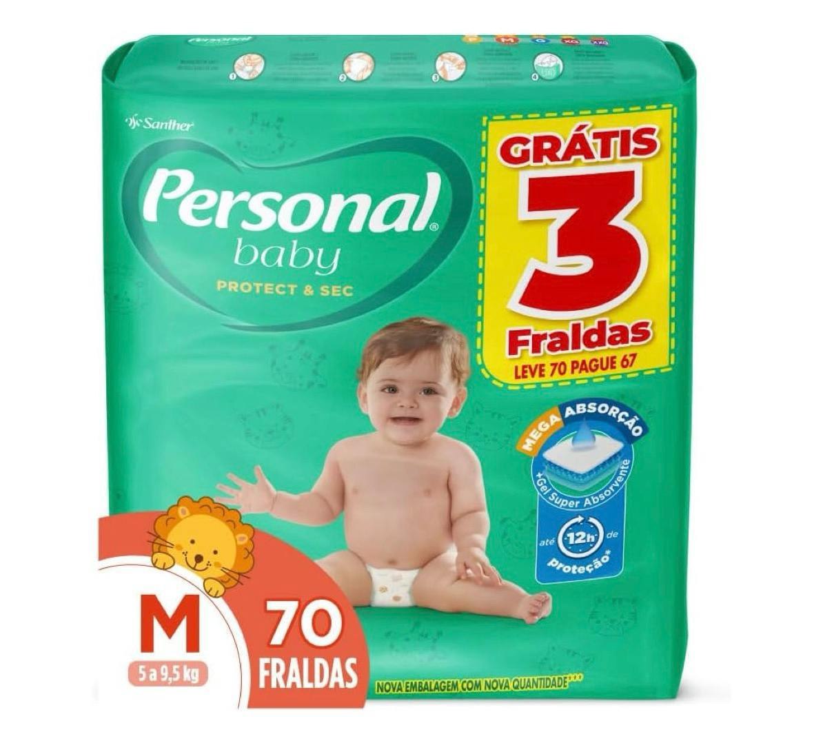 Fralda Personal Baby Protect&Sec M 70 unidades
