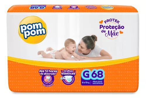 Fralda Pom Pom Protek Proteção de Mãe G com 68