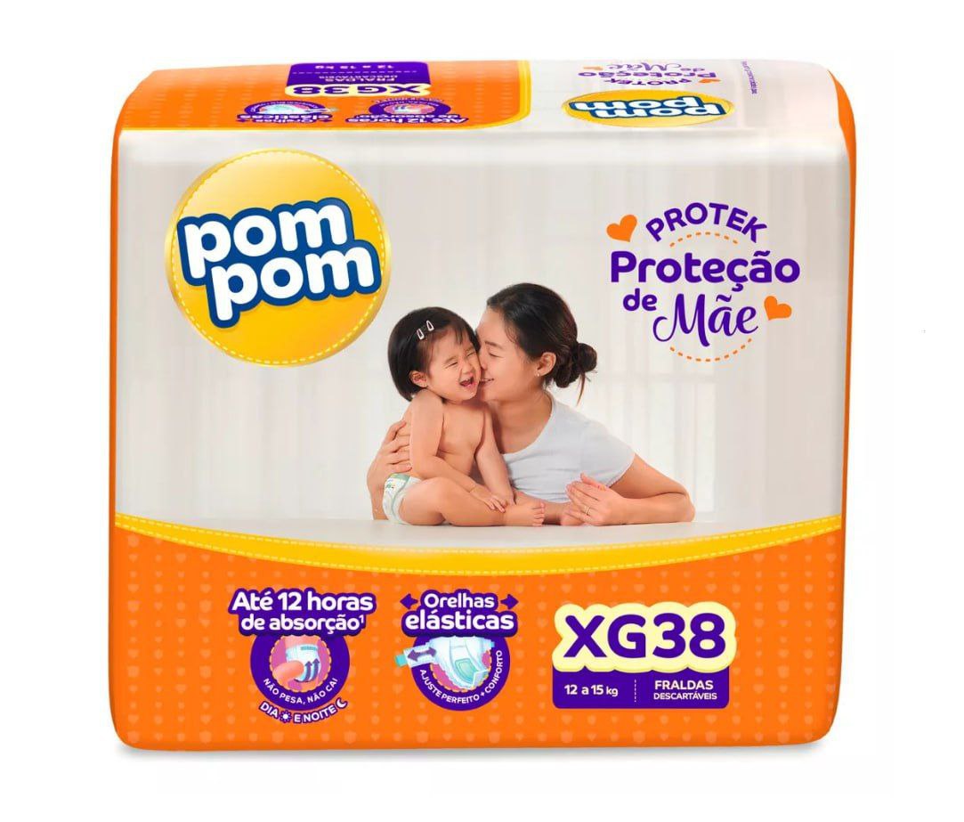 Fralda Pom Pom Protek Proteção De Mãe XG 38 unidades