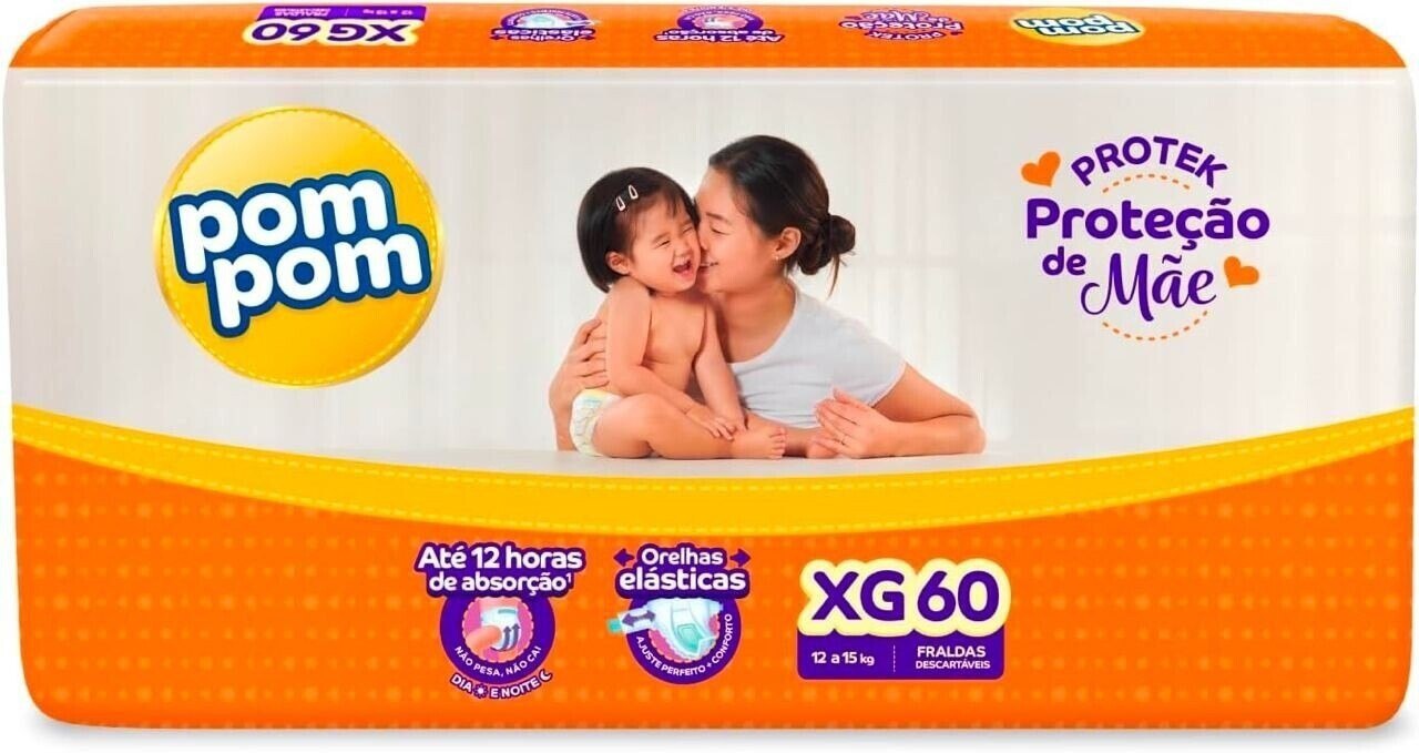 Fralda Pom Pom Protek Proteção de Mãe XG com 60