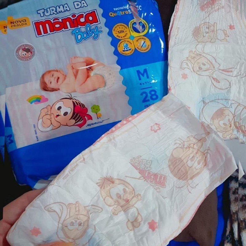 Fralda Turma da Mônica Baby Jumbo M 28 Unidades 