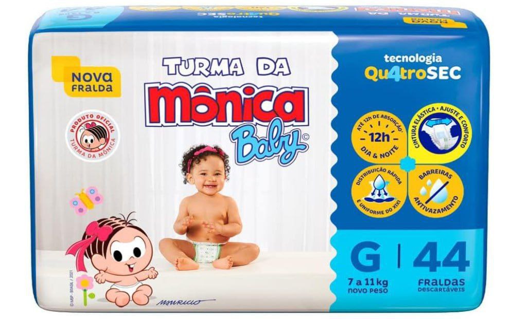 Fralda Turma da Mônica Baby Mega G 44 Unidades