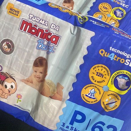 Fralda Turma da Mônica Baby Mega P 62 Unidades