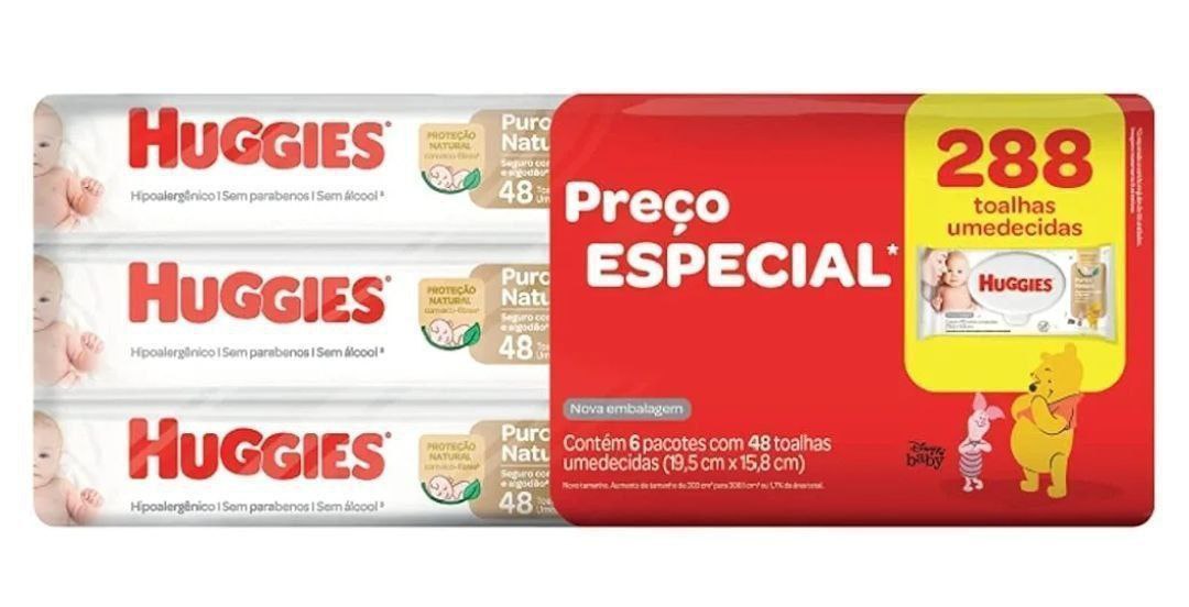 HUGGIES Lenço Umedecido Puro E Natural Leve 6 Pague 5 - 48 Unidades