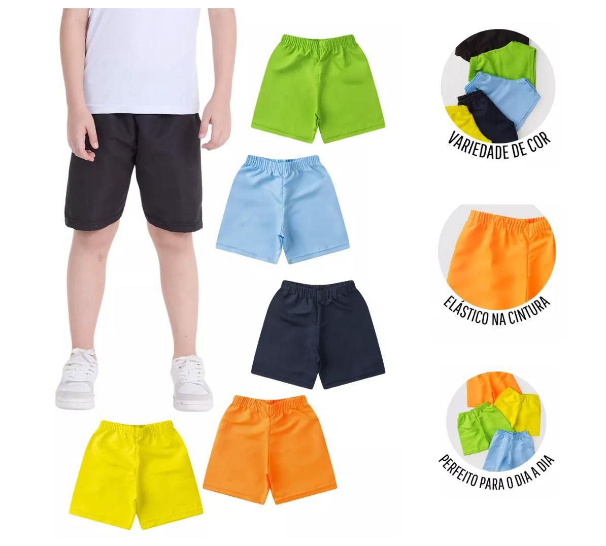 Kit 10 Bermudas Coloridas Tectel (Tam. 2 ao 12)