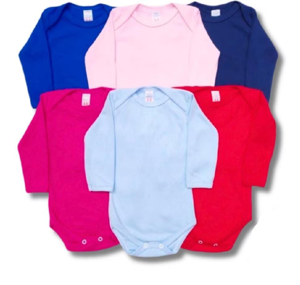 *Kit 10 Unidades Body De Bebê Manga Longa Infantil*