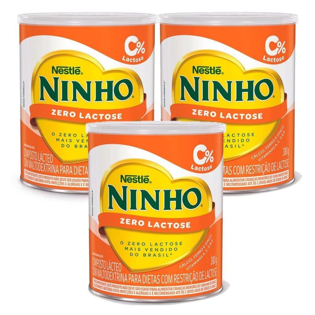Kit 3 Ninho Zero Lactose Forti+ Lata 380g