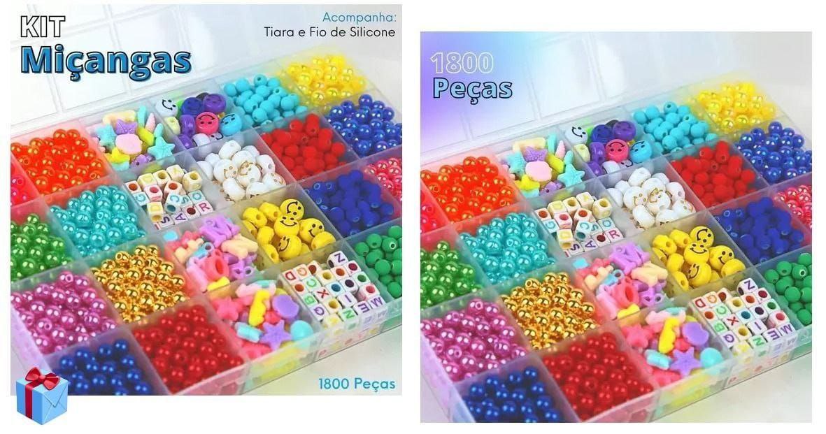 🔥🔥  *Kit De Miçangas Para Pulseirinha Infantil - Pacote Com 1800 Peças - Nybc*