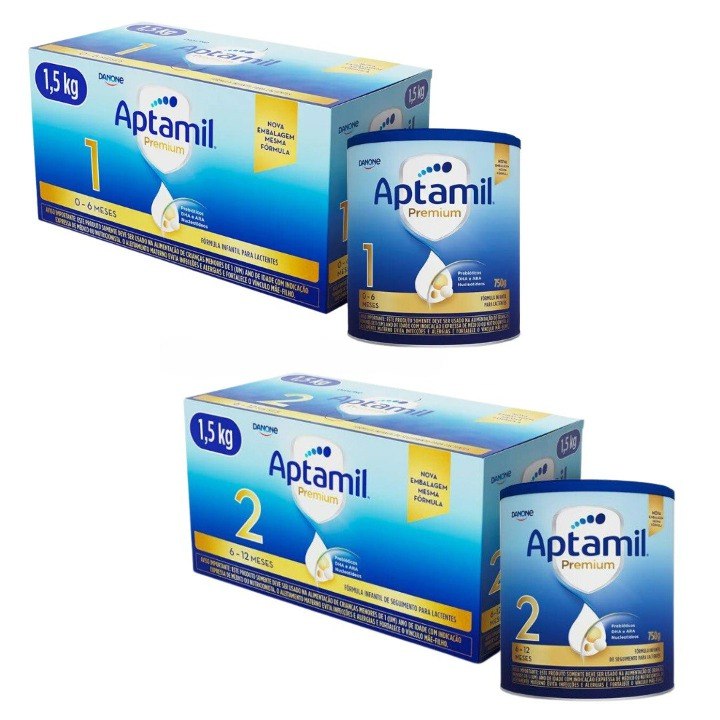 Kit Fórmula Infantil Aptamil Premium 1,5kg com 2 latas de 750g cada