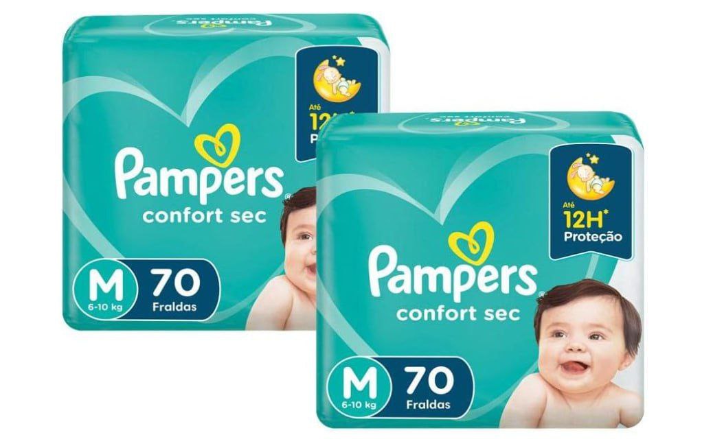 Kit Fralda Pampers Confort Sec Super Tamanho M 140 unidades