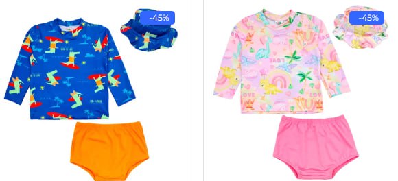Kit Praia Bebê Menina ou Menino Proteção UV 50+