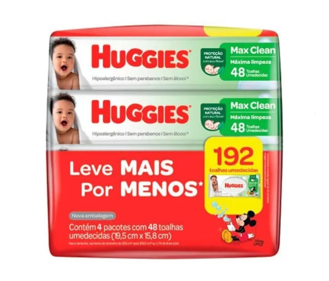 Lenço Umedecido Huggies Max Clean 192 unidades