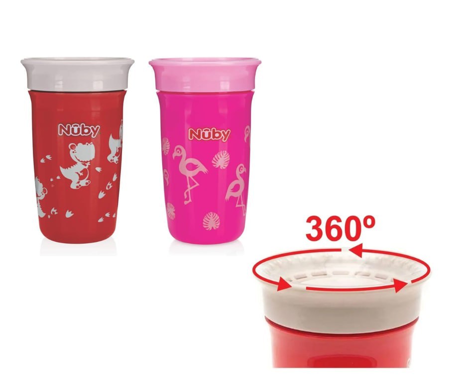 Nûby Copo Decorado 360° 300Ml Vermelho ou Rosa
