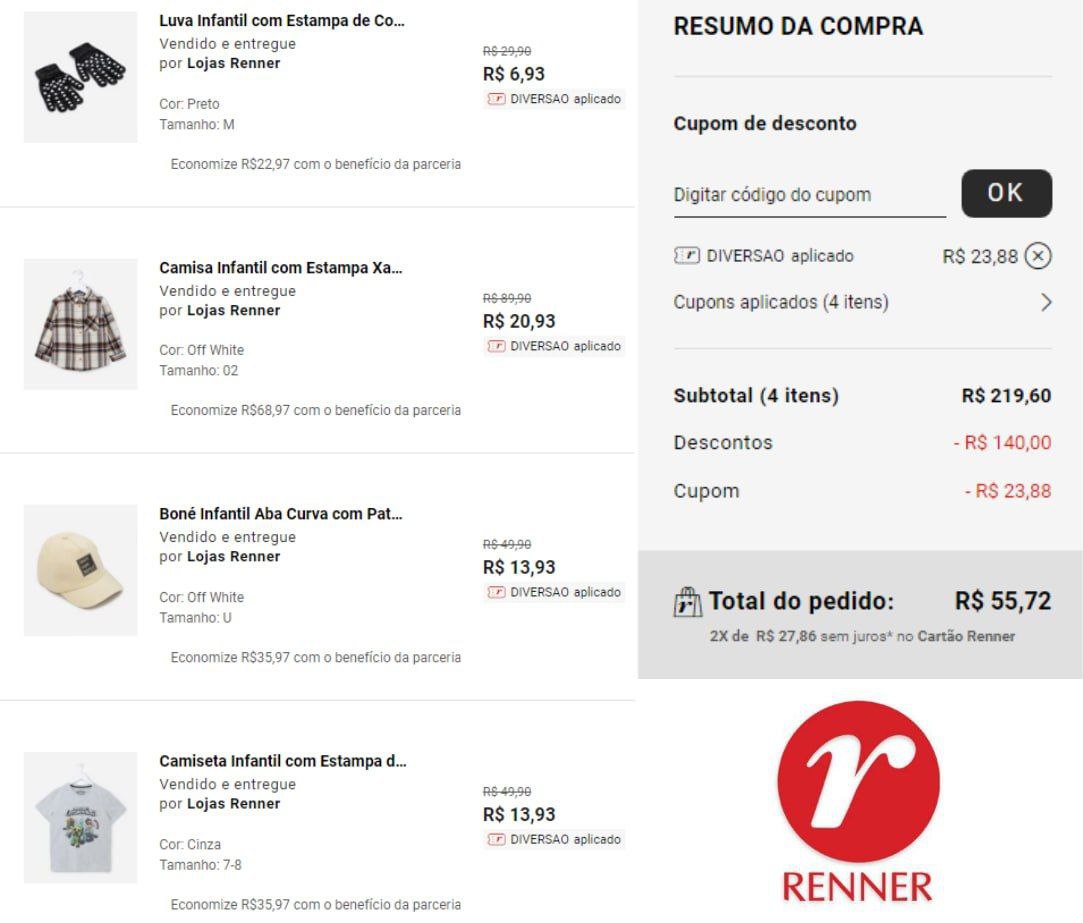 Produtos infantis com 60% off + 30% extra do cupom!