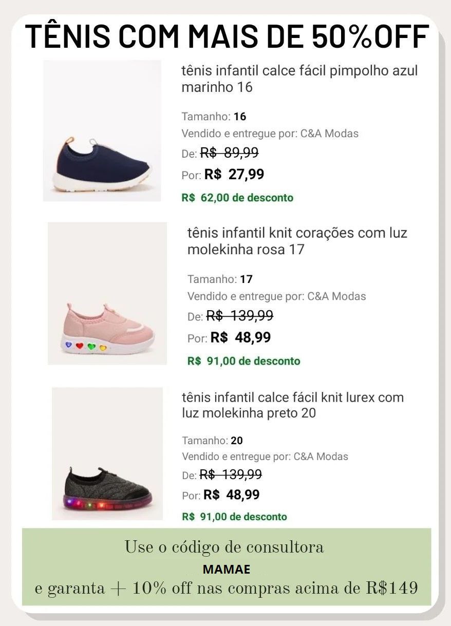 TÊNIS COM MAIS DE  50%OFF PARA TODA A FAMÍLIA 🤩🤩