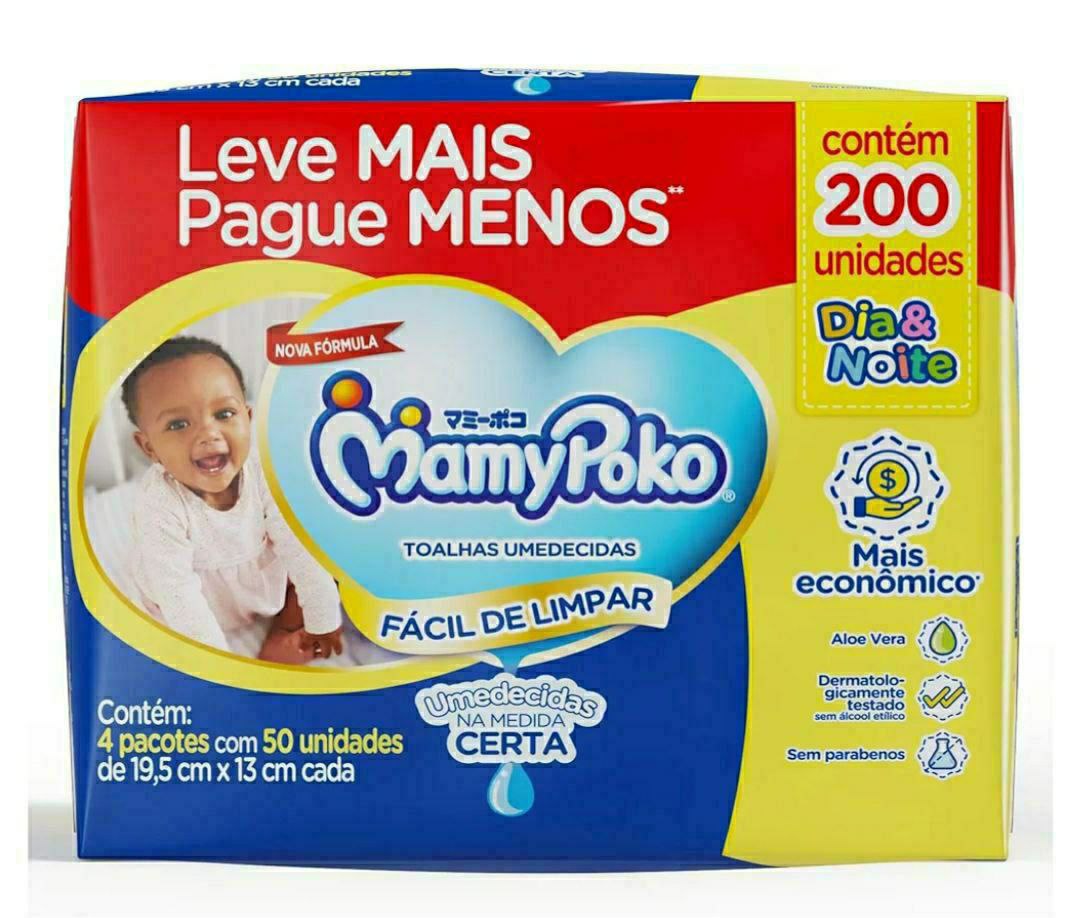 Toalhas Umedecidas MamyPoko Dia&Noite, 200 unidades