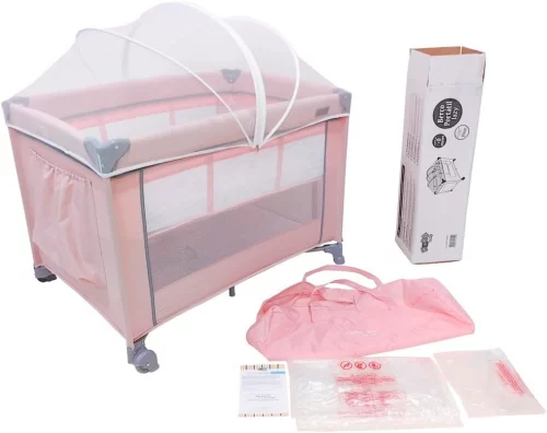 Berço Portátil Infantil Cercado 0-15kg Lazy MaxiBaby  Rosa