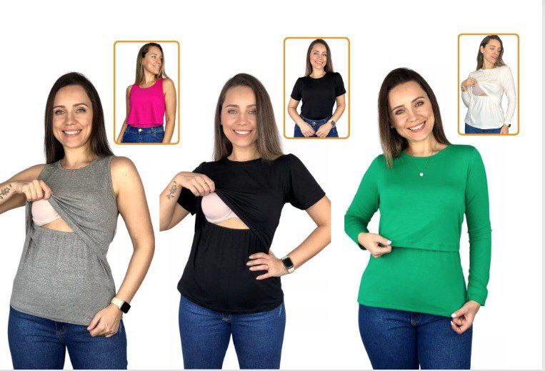 Blusa Amamentação Premium Gestante - Várias Cores