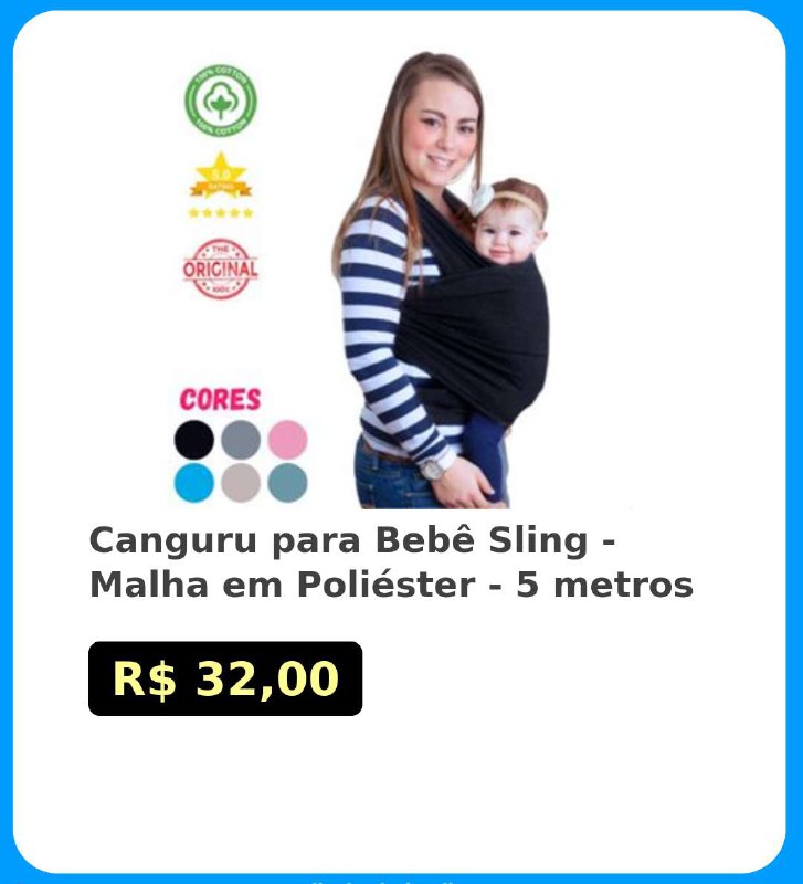 🛍Canguru para Bebê Sling - Malha em Poliéster - 5 metros