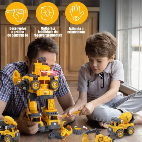 Carrinho Robô 5 Em 1 Monta Desmonta Construbots